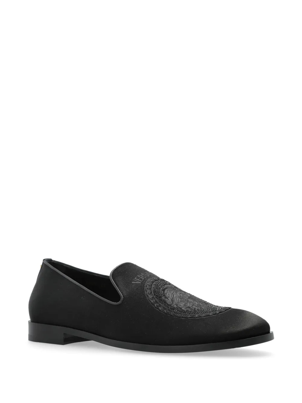 Versace Logo-embroidered Loafers In Multi