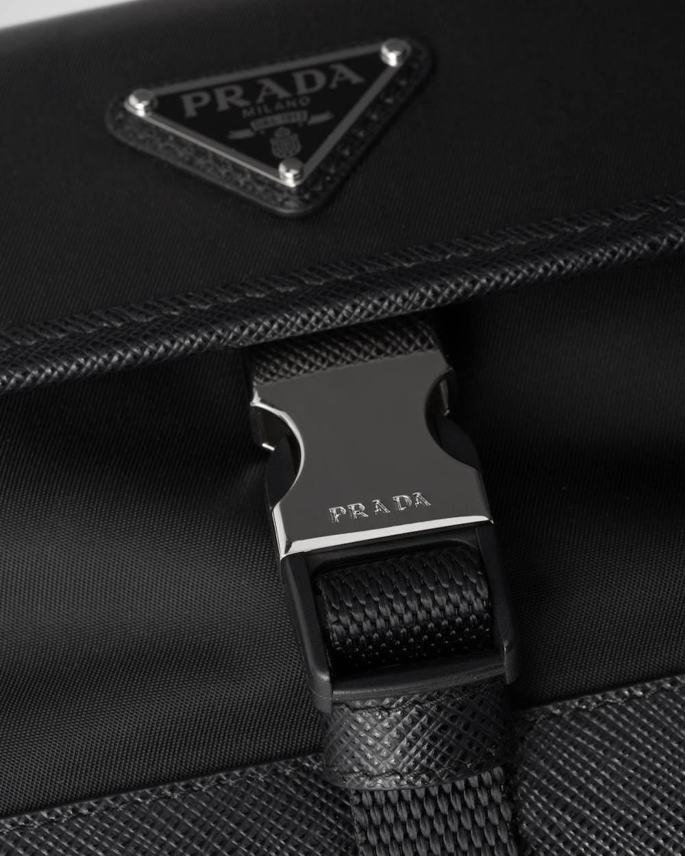 Prada Re-nylon And Saffiano Leather Smartphone Bag In Black