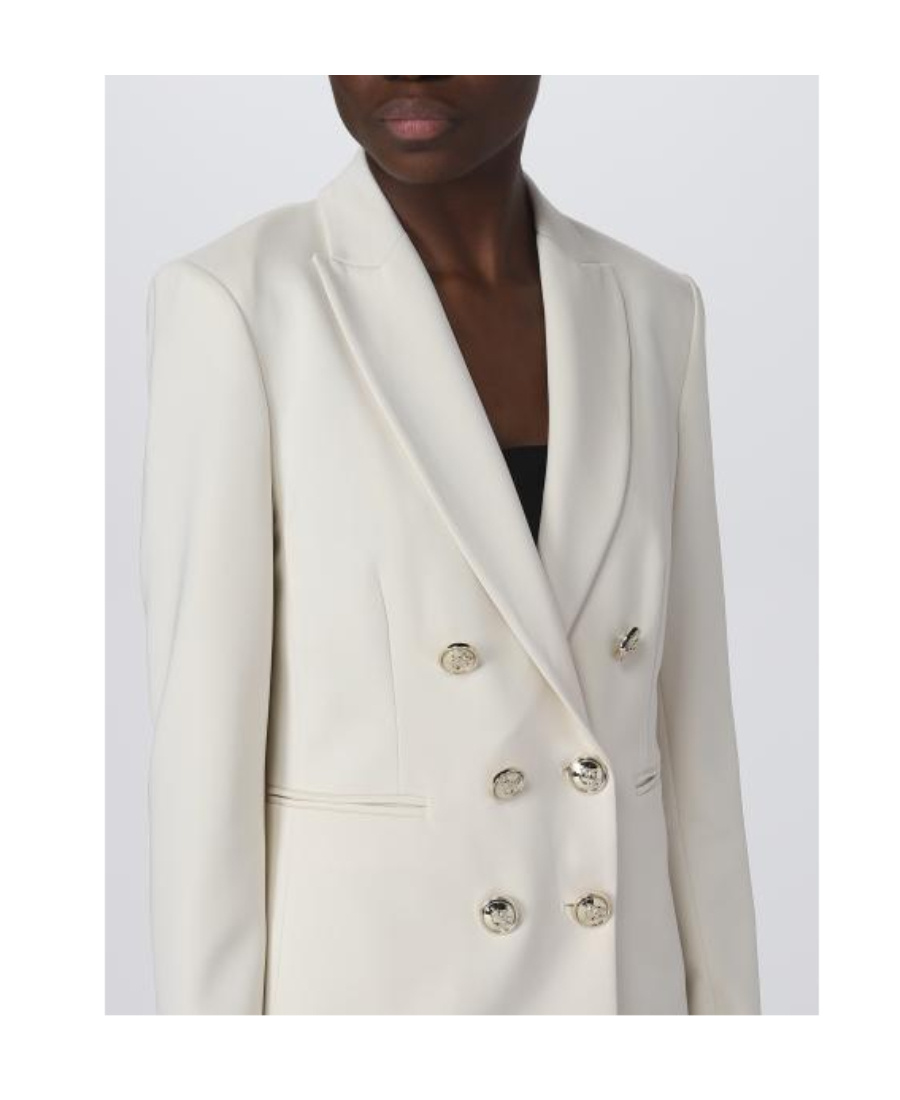 Pinko Logo-button Double-breasted Blazer In White