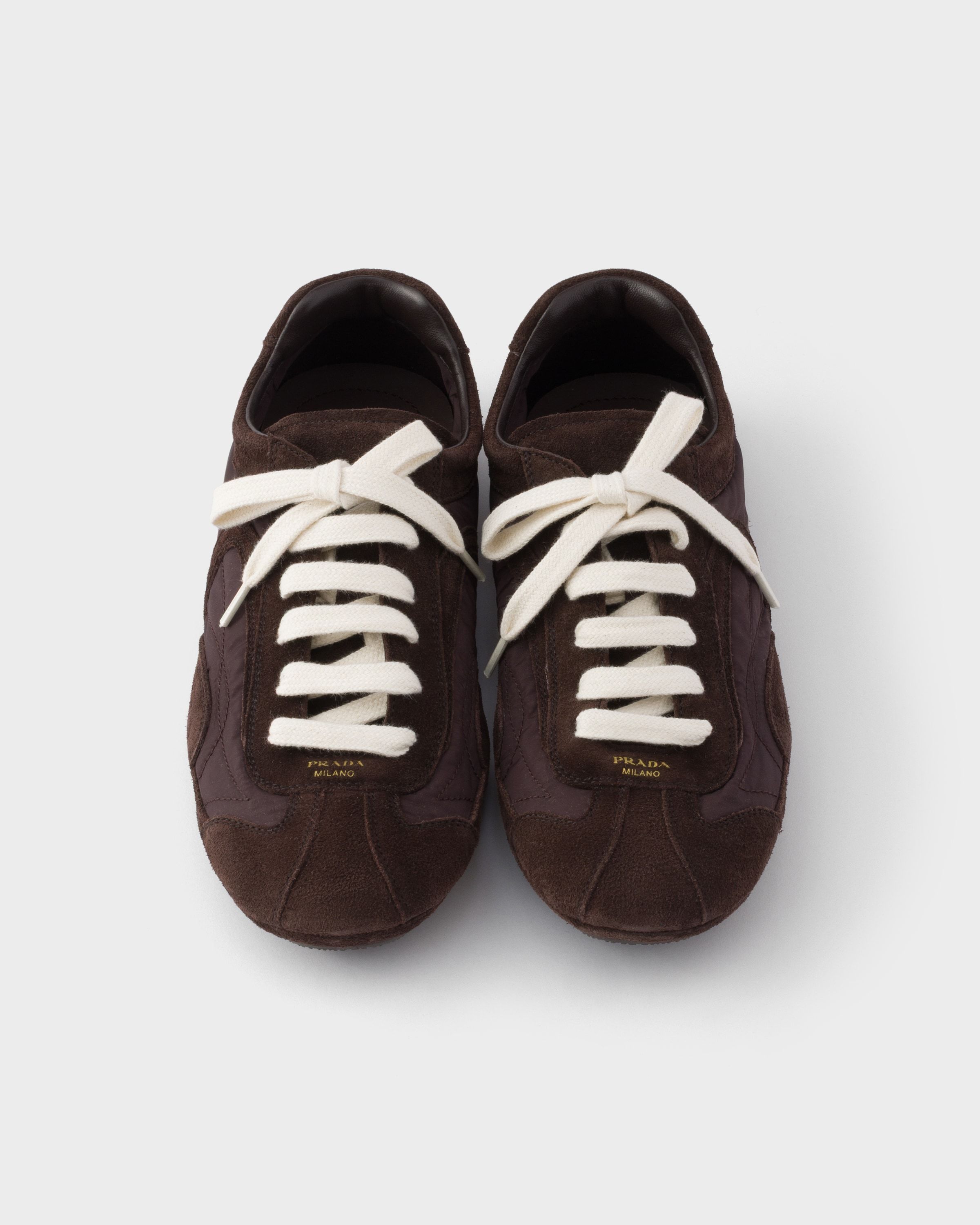 Prada Montecarlo Re-edition 2005 Suede And Re-nylon Sneakers In Brown