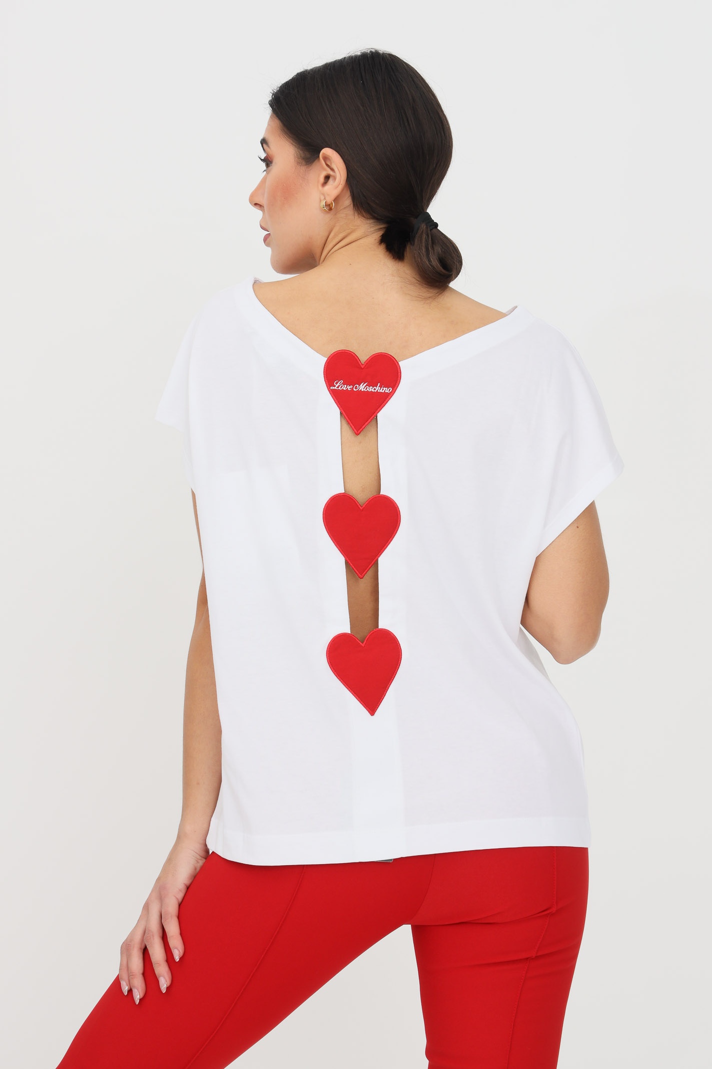 Moschino Heart-shaped Detail T-shirt In White