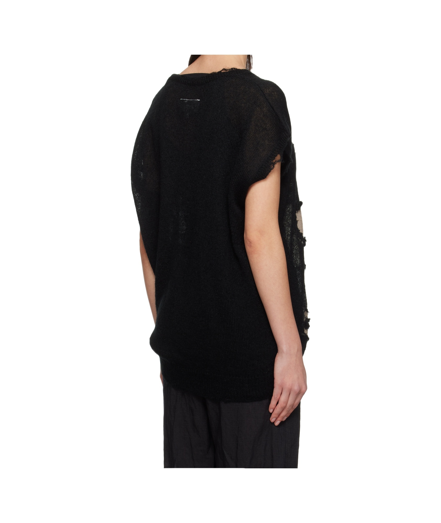 Mm6 Maison Margiela Abstract Colourblock V-neck Vest In Black