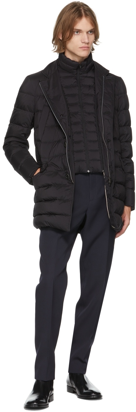Herno Black Mid-length Quilted Down Jacket In Black