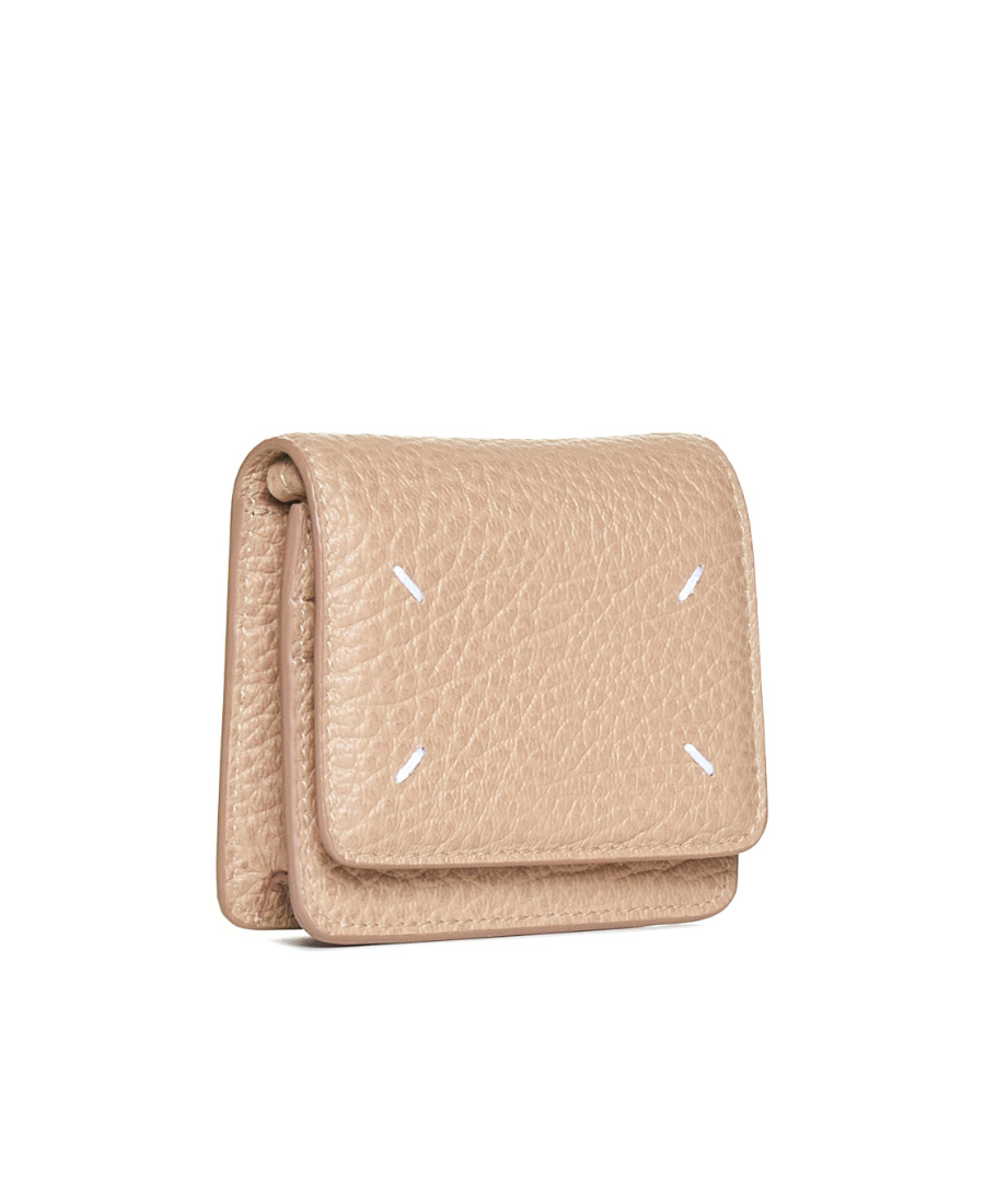 Maison Margiela Leather Wallet On Chain Small Bag In Nude