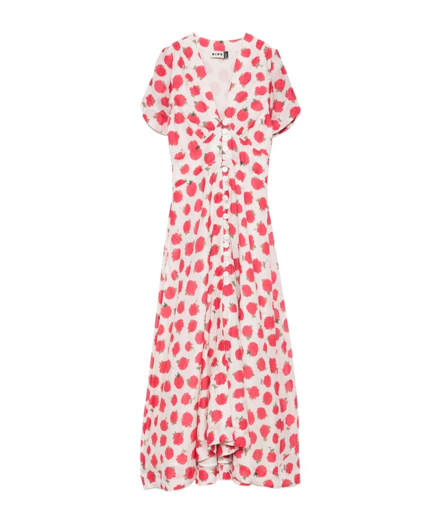 Shop Rixo London Patterned Dress In Pink