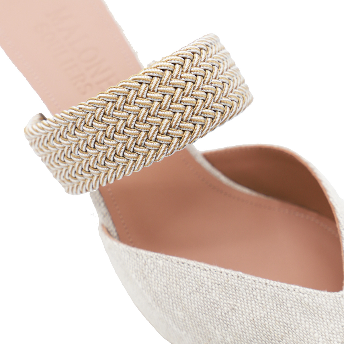 Malone Souliers Maisie Linen Strap Mules In White