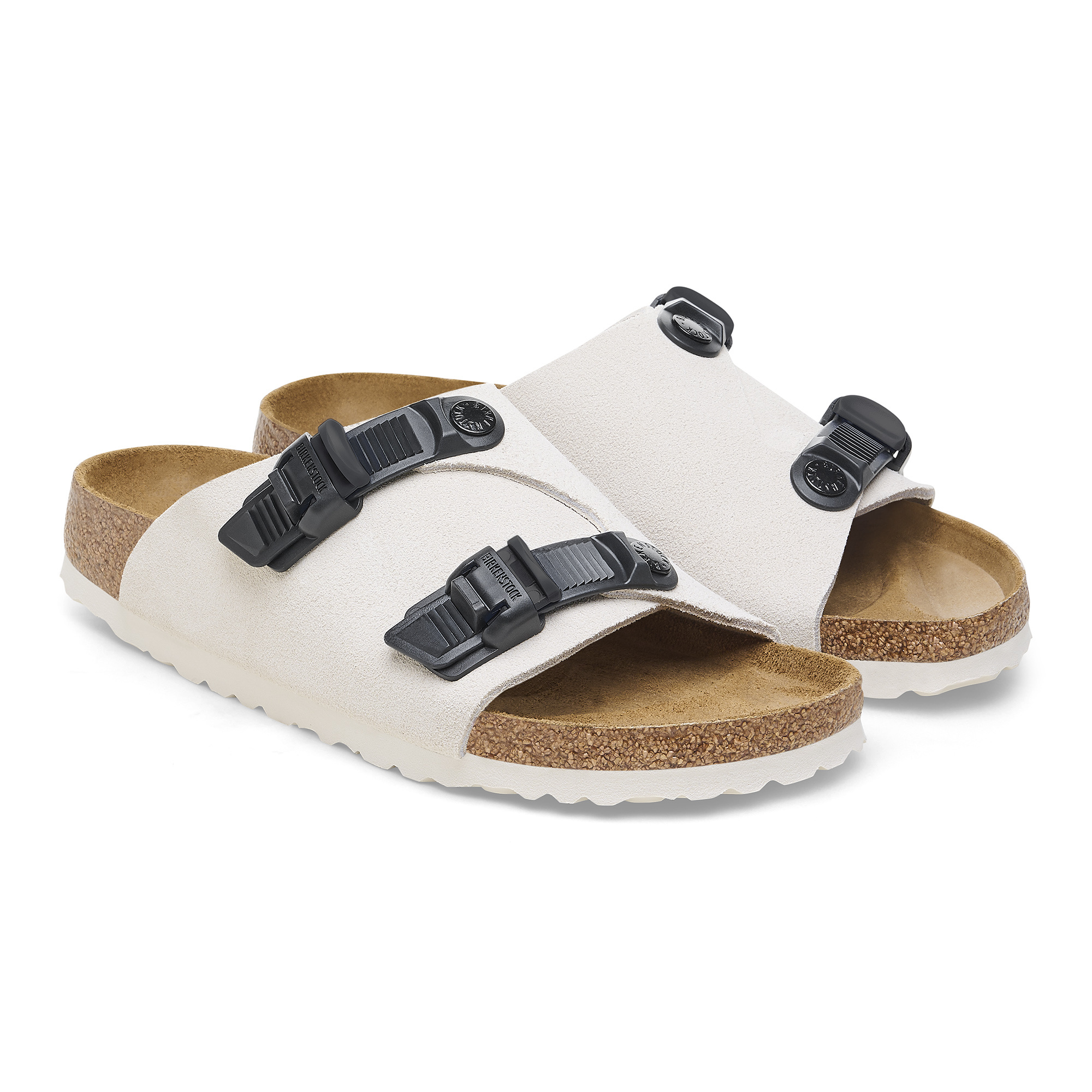 Birkenstock Zurich Tech Double-strap Suede Slides In White