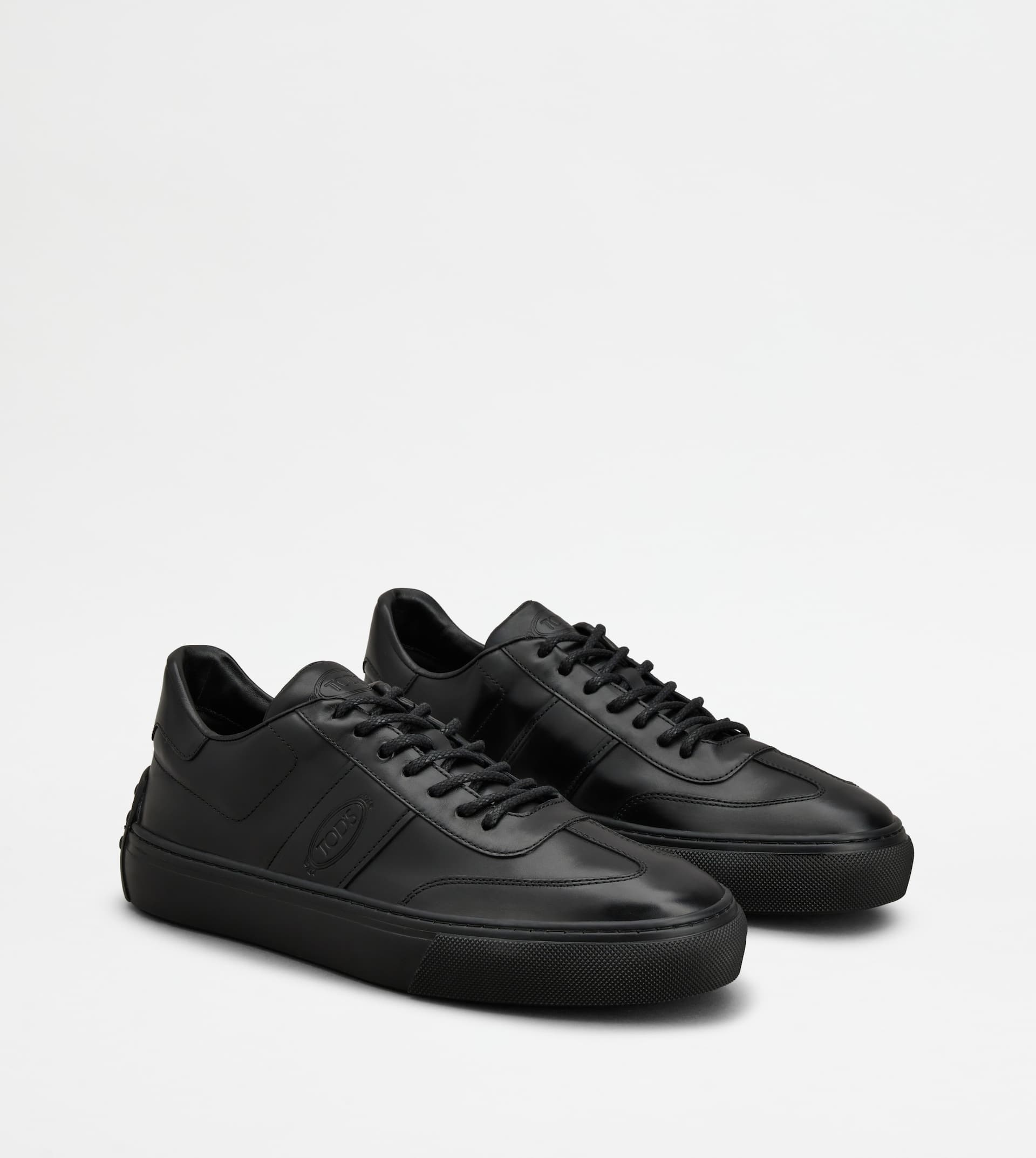 Tod's Logo-debossed Leather Sneakers In Black
