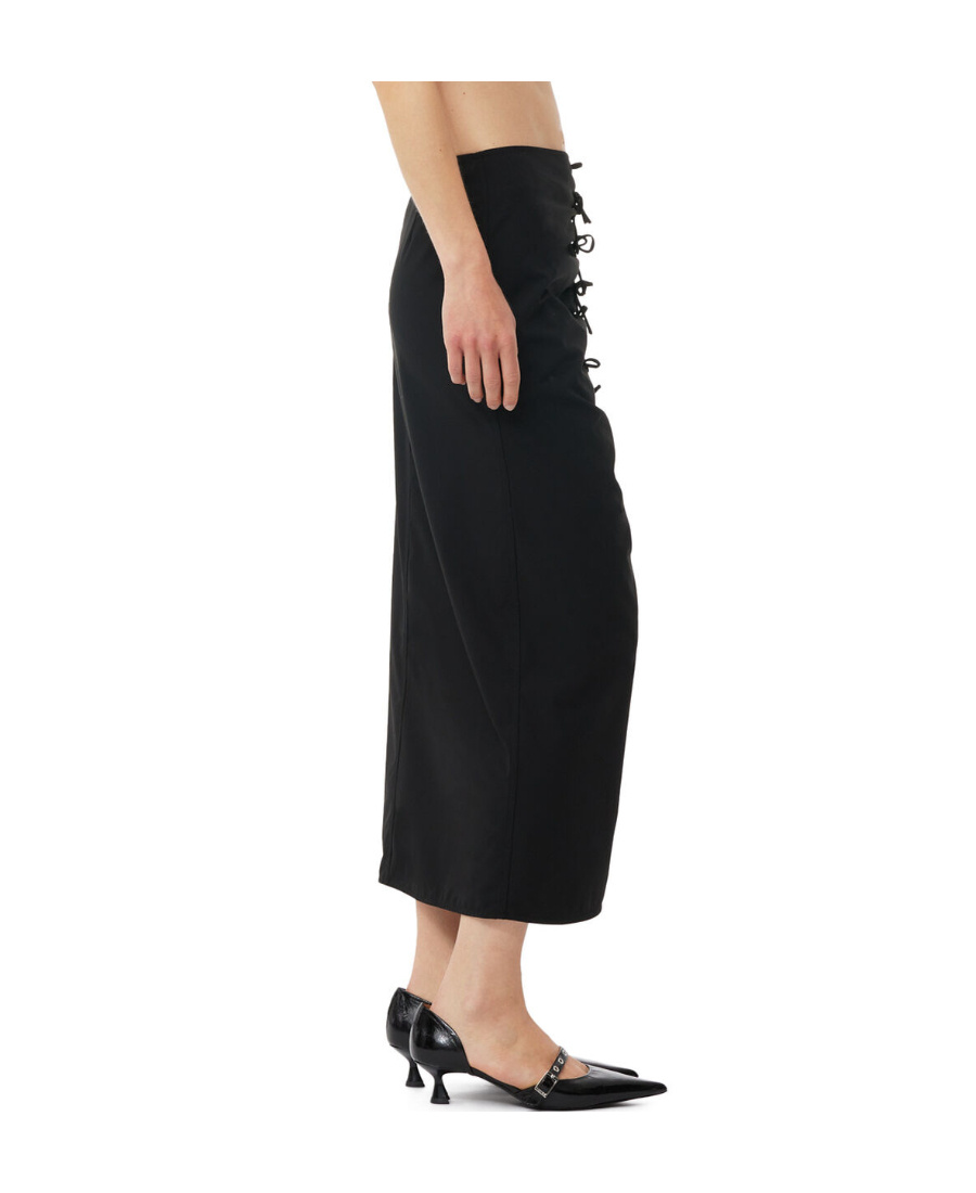 Ganni Midi Skirt With Ornamental Bows In Black