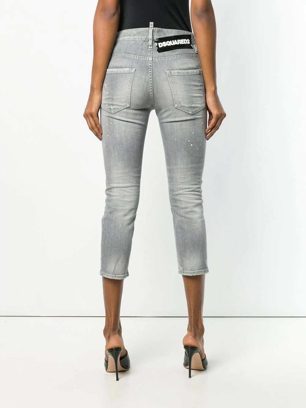 Dsquared2 Stone Wash Tight Jeans In Gray