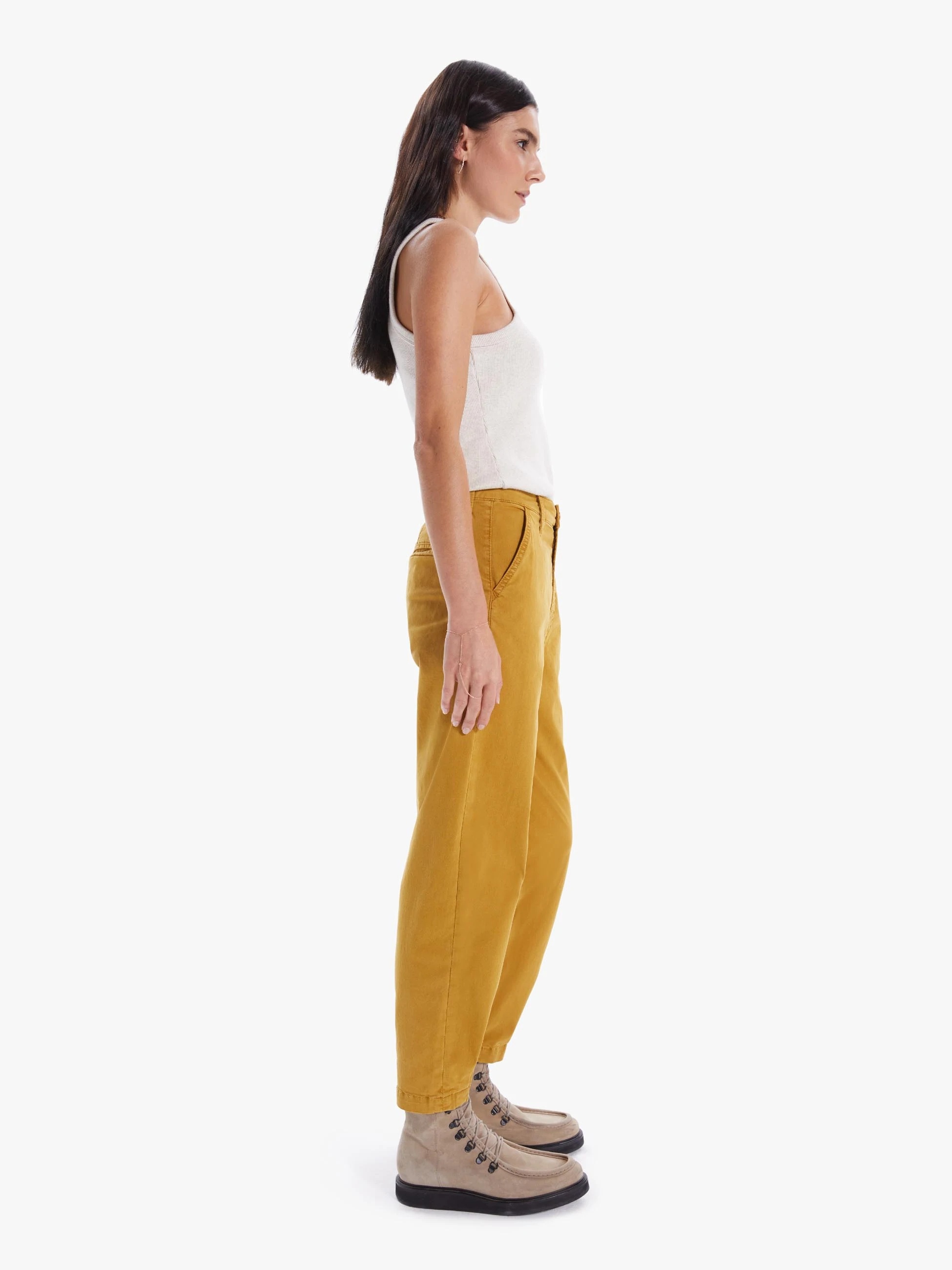Mother Logo Jeans In Orange
