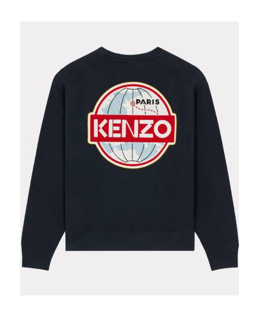 Kenzo Travel Logo Patch Crewneck Sweatshirt In Black
