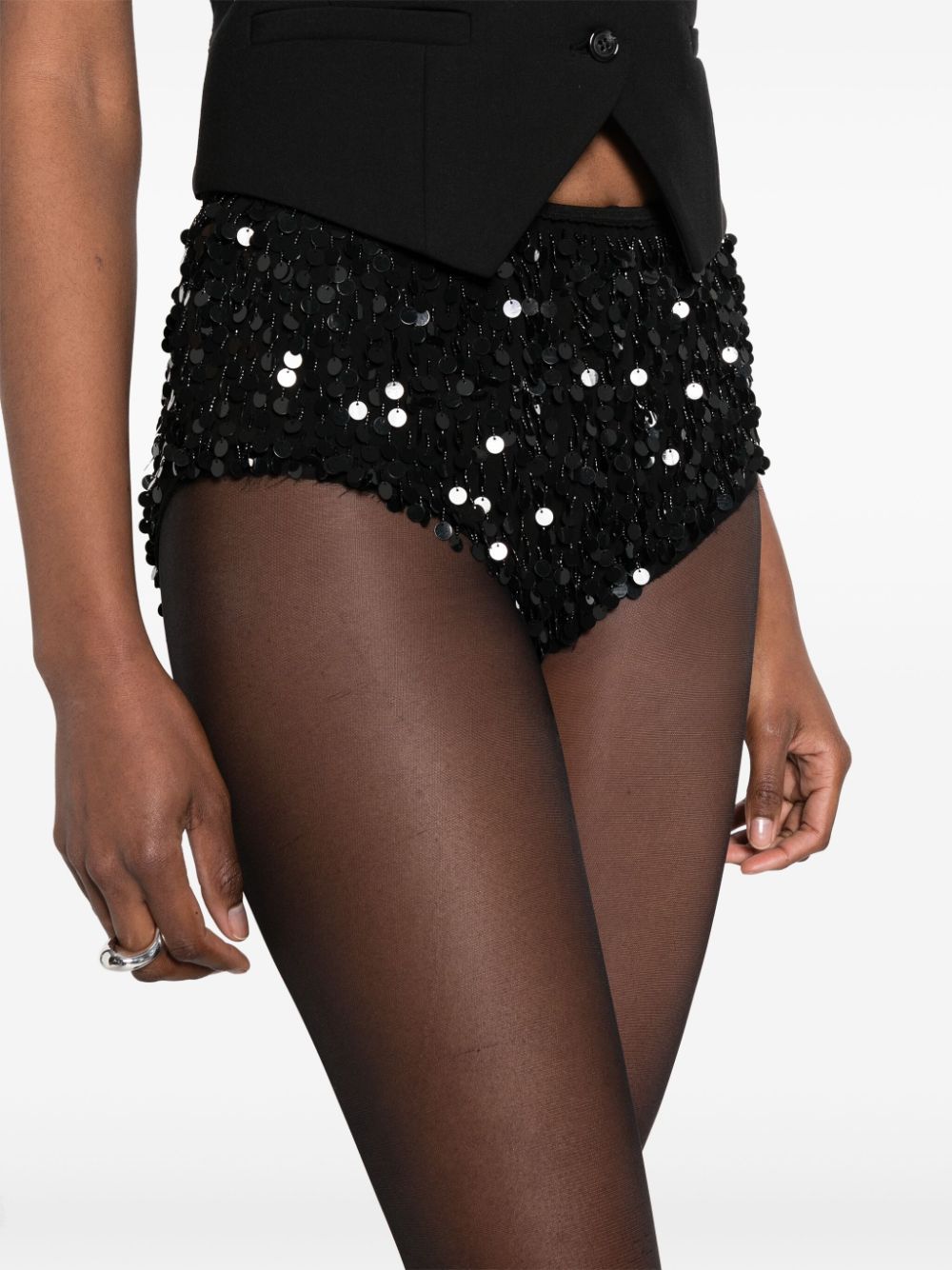 Maison Margiela Sequin-embellished High-waisted Mini Shorts In Black