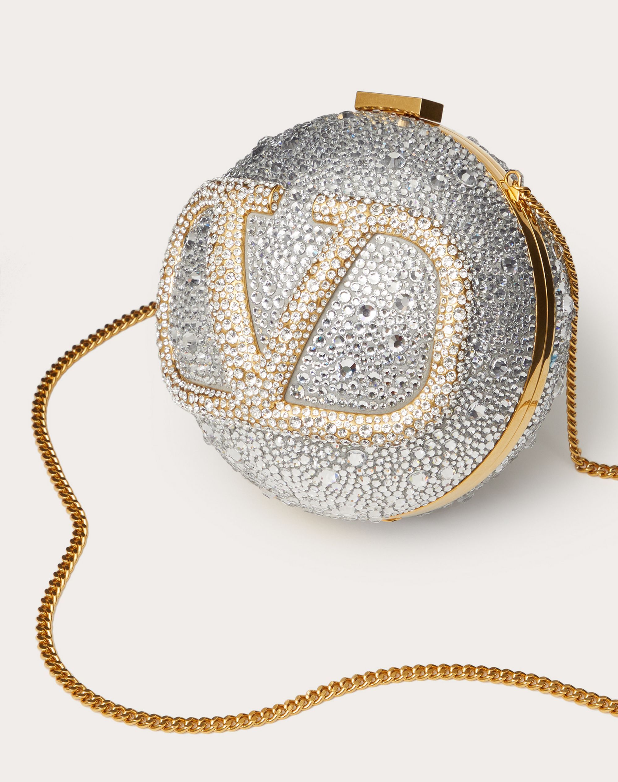 Valentino Vlogo Signature Mini Embellished Crossbody Bag In Silver