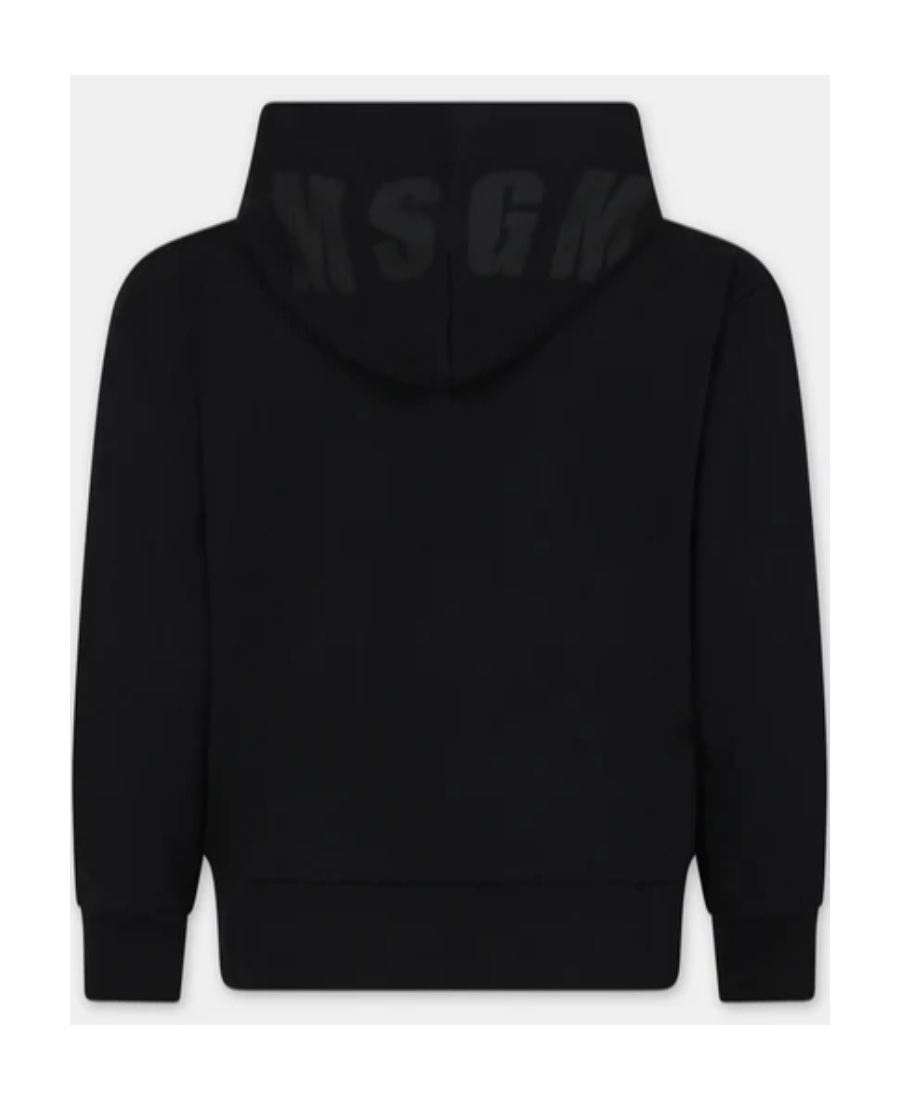 Msgm Logo-print Hooded Zip-up Hoodie In Black