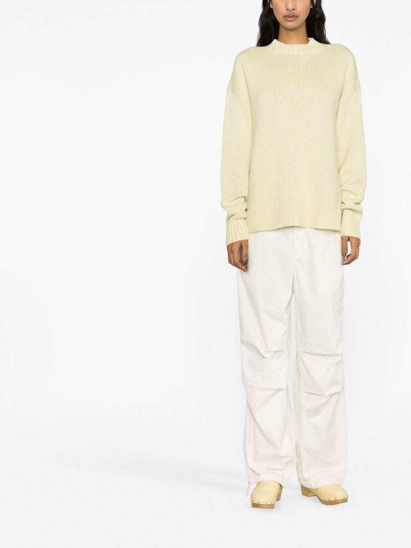 Jil Sander Cachemire Blend Crewneck Sweater With Relaxed Fit In Yellow