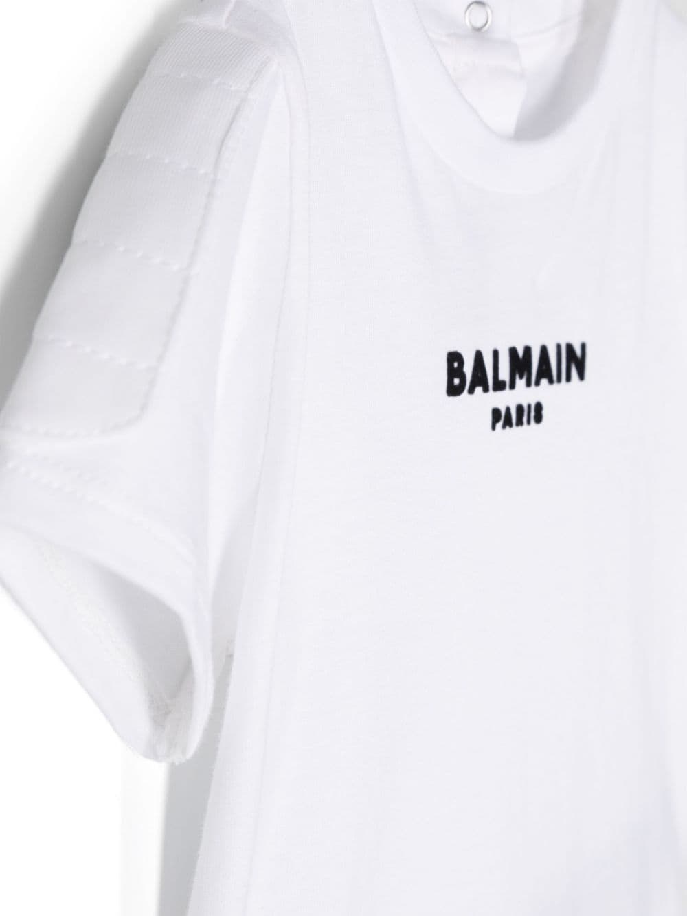 Balmain Flocked-logo Cotton T-shirt In White