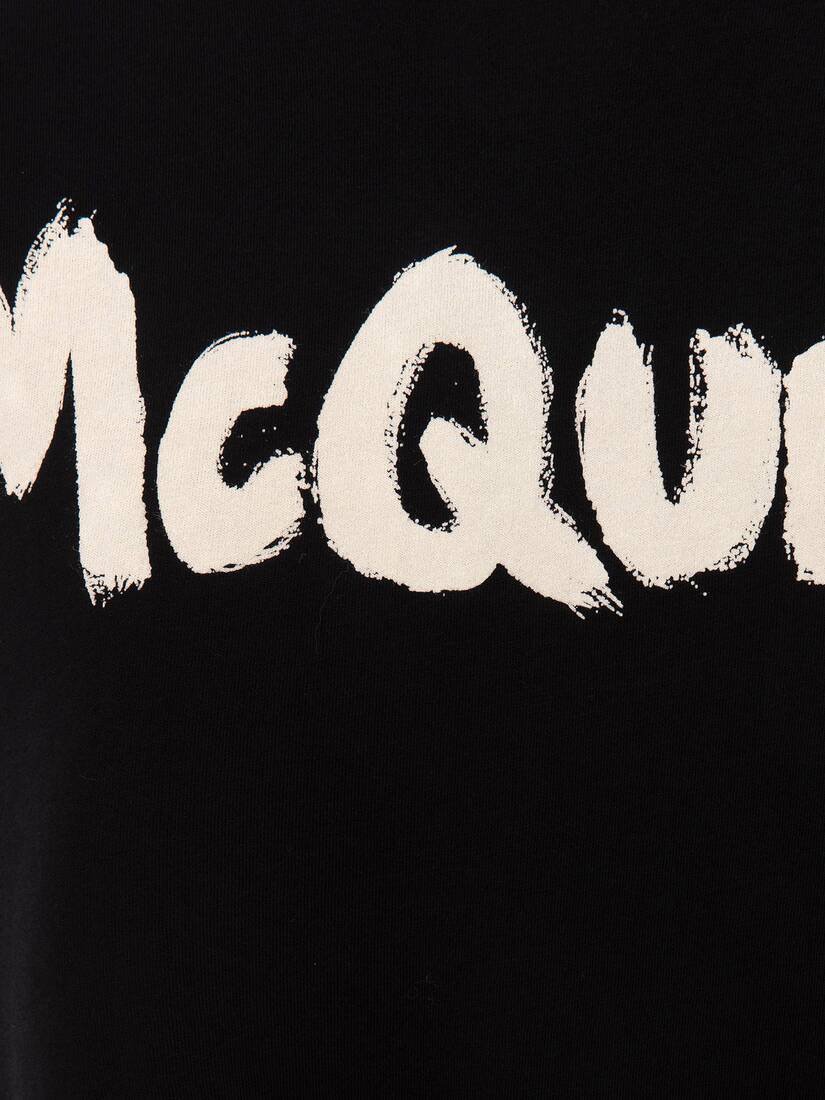 Alexander Mcqueen Black Cotton Logo Print T-shirt In Black