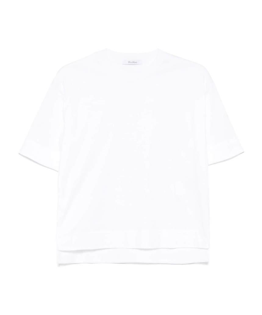 Max Mara Cotton Top With Subtle Logo Detail In White