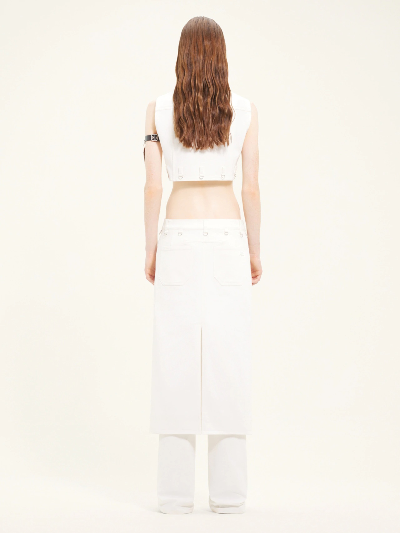 Courrèges Courreges "denim Midi Skirt With Multif In White