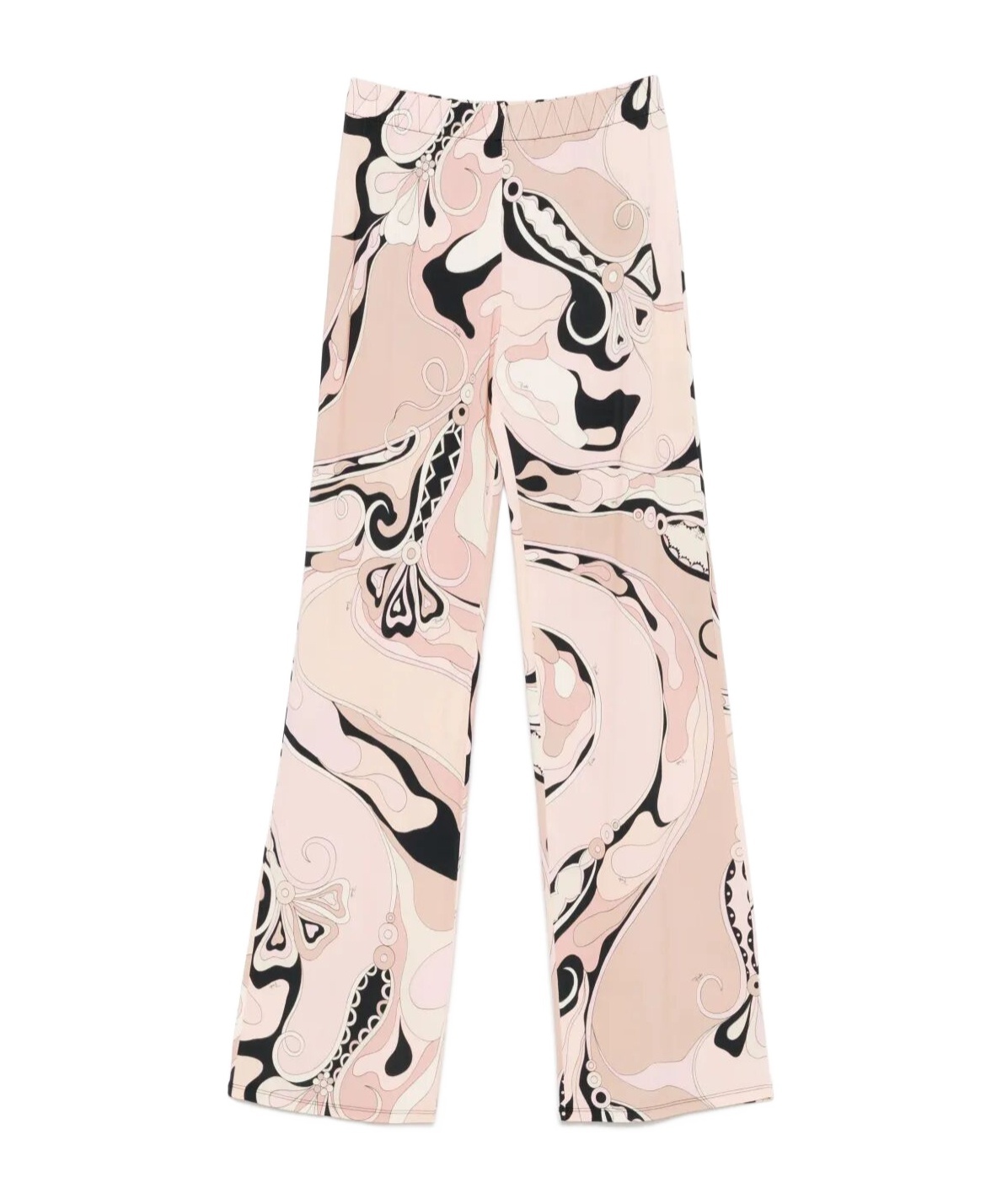 Emilio Pucci Orchidee Print Silk Twill Wide-leg Pants In Nude