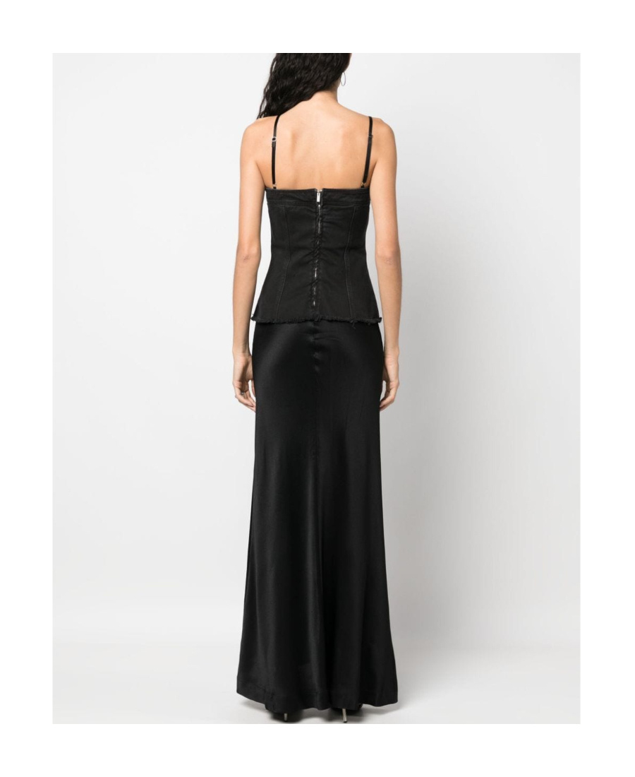Blumarine Layered Sleeveless Maxi Dress In Black
