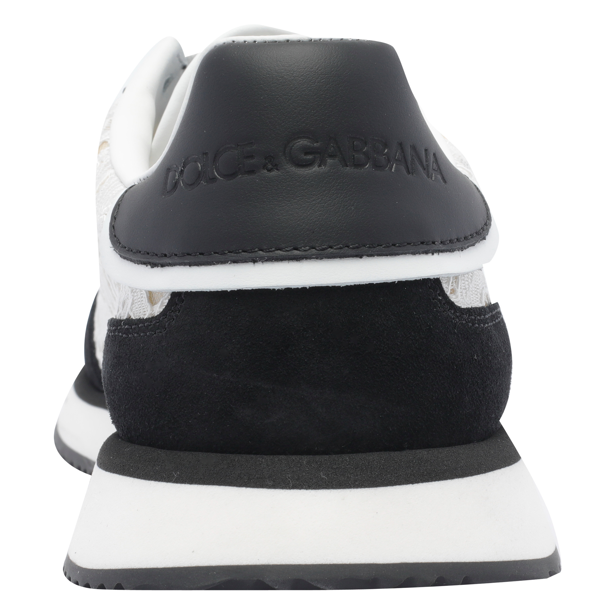 Dolce & Gabbana Black And White Low Top With Lace Details And Dg Patch On The Side In Black