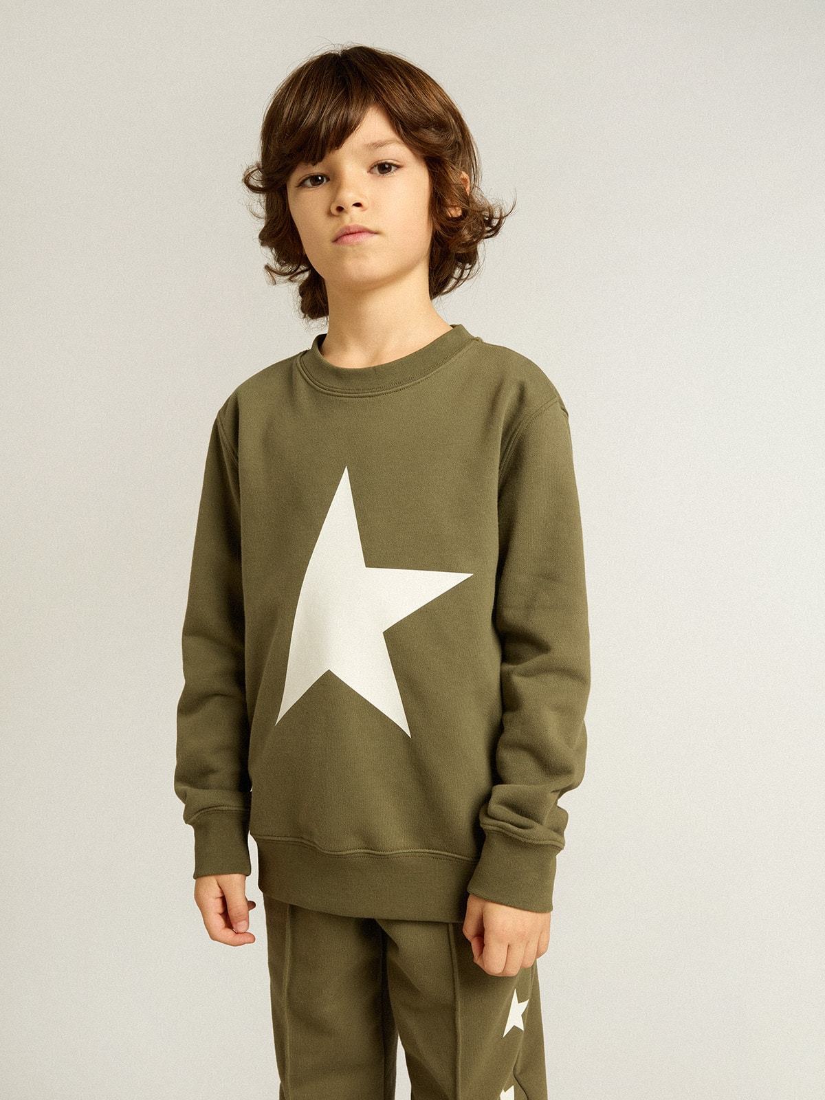 Golden Goose Star Pattern Sweatshirt In Green