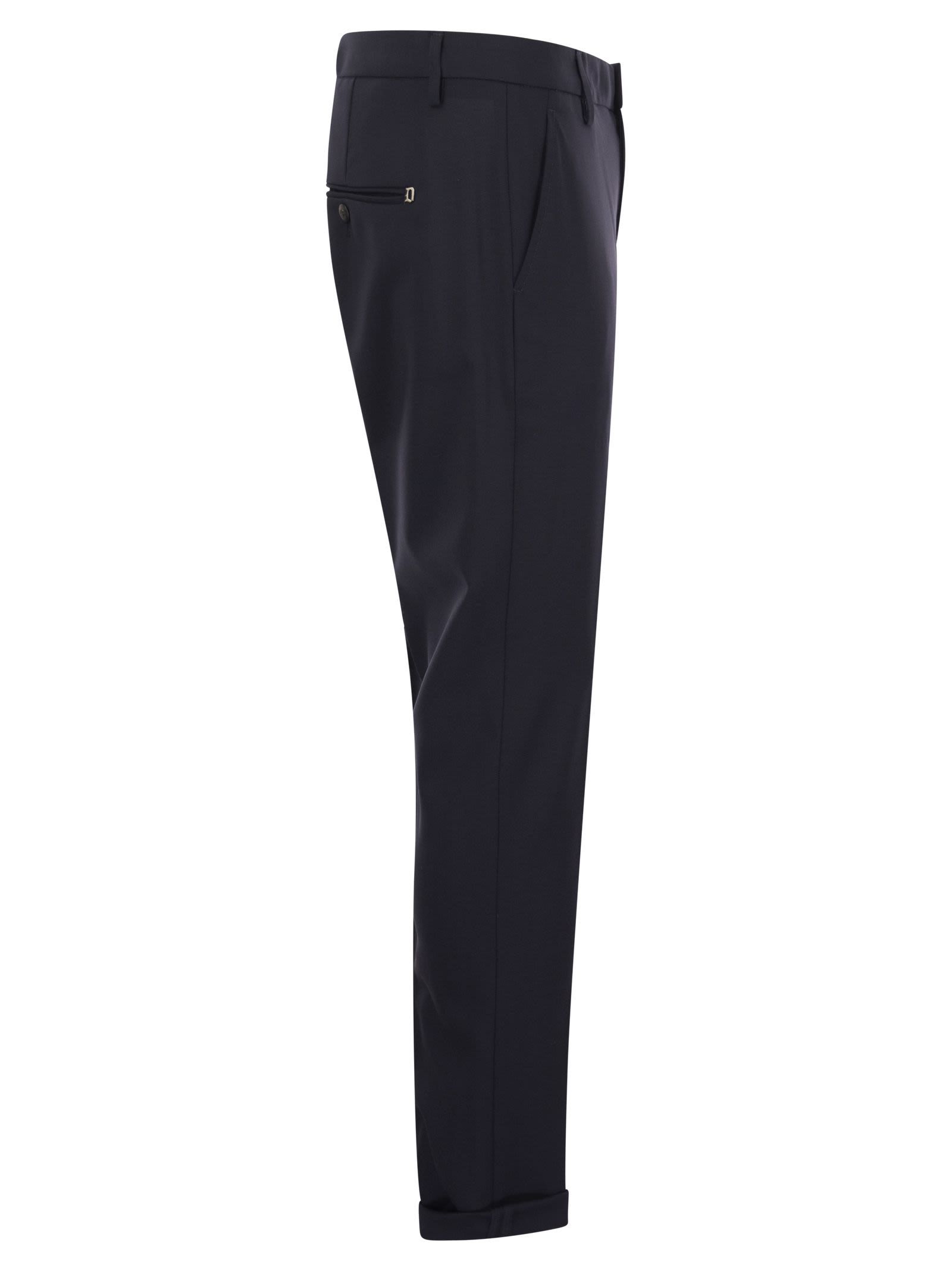 Dondup Gaubert Slim Flannel Trousers In Black