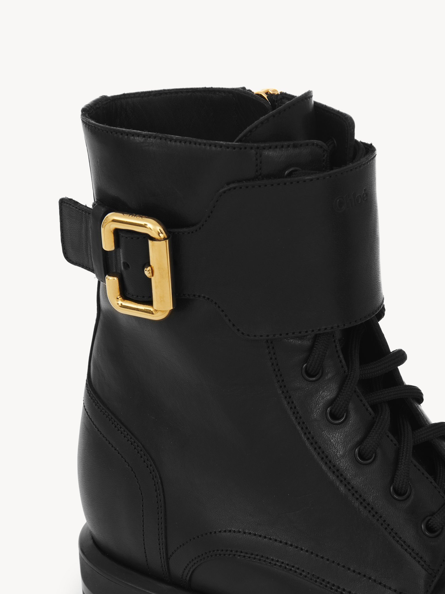 Shop Chloé Buckle Detailed Lace-up Boots In Black