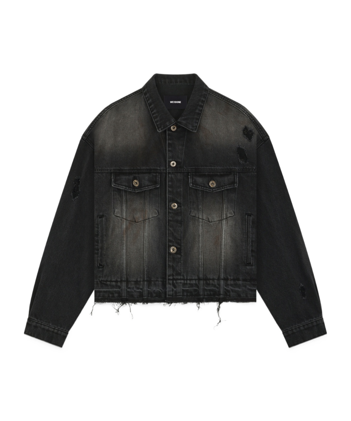 We11 Done Long-sleeved Denim Jacket In Black