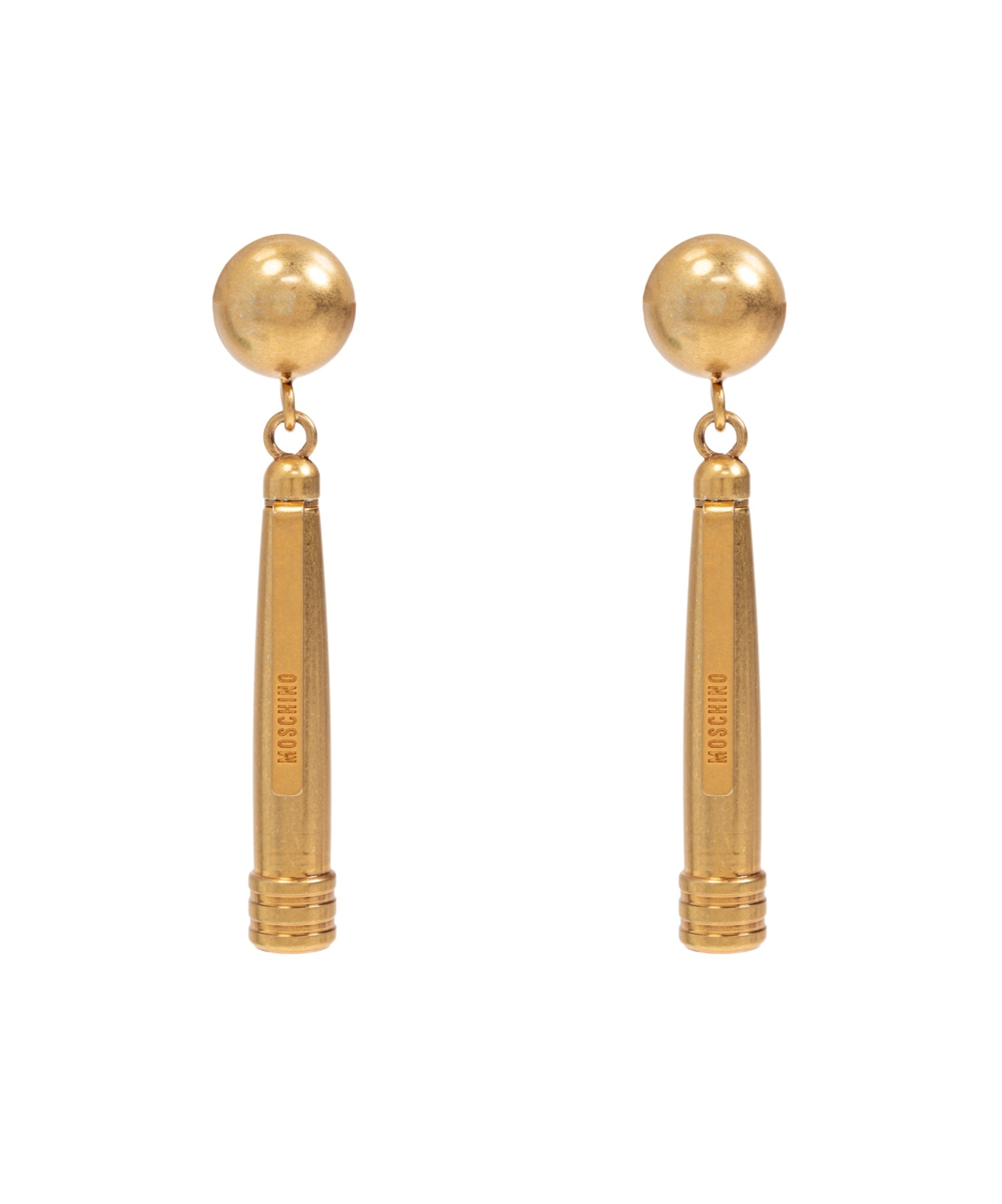 Shop Moschino Engraved Clip-on Earrings In Yellow