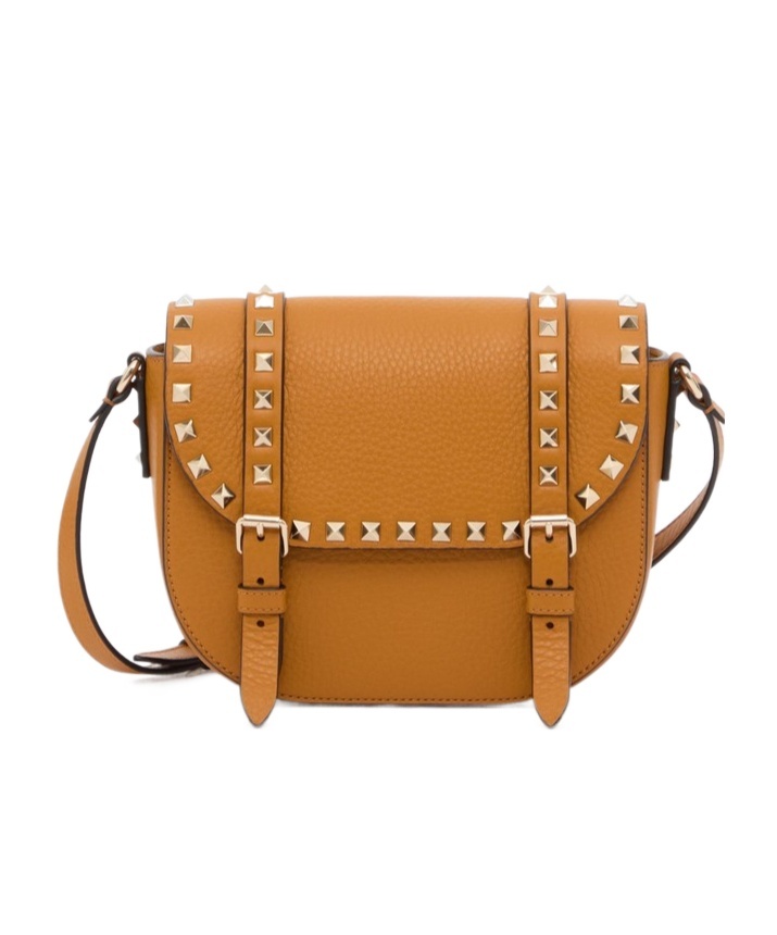 Valentino Garavani Rivet Shoulder Bag In Brown