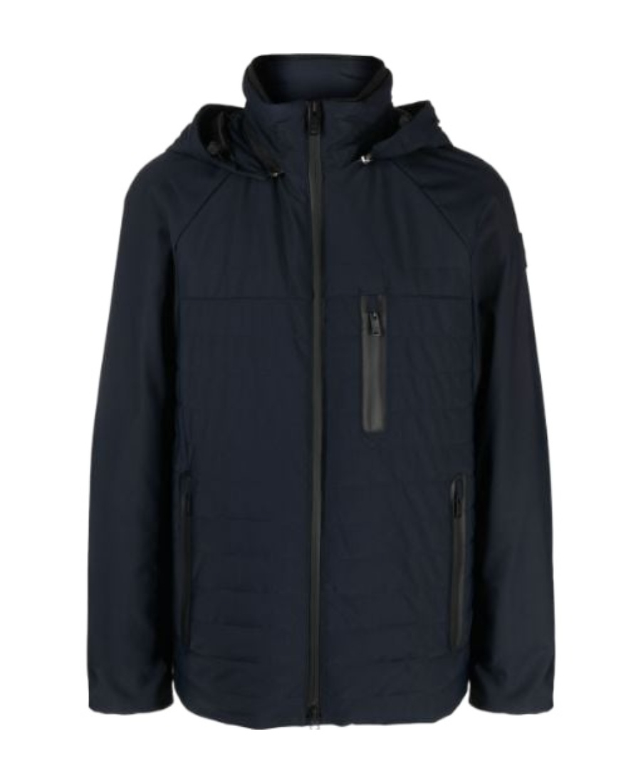 Moose Knuckles Logo-patch Hooded Padded Jacket In Black