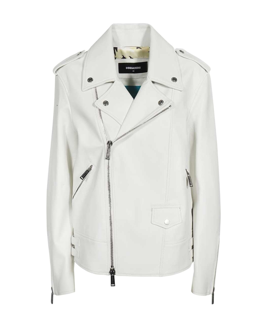 Dsquared2 Leather Jacket In White