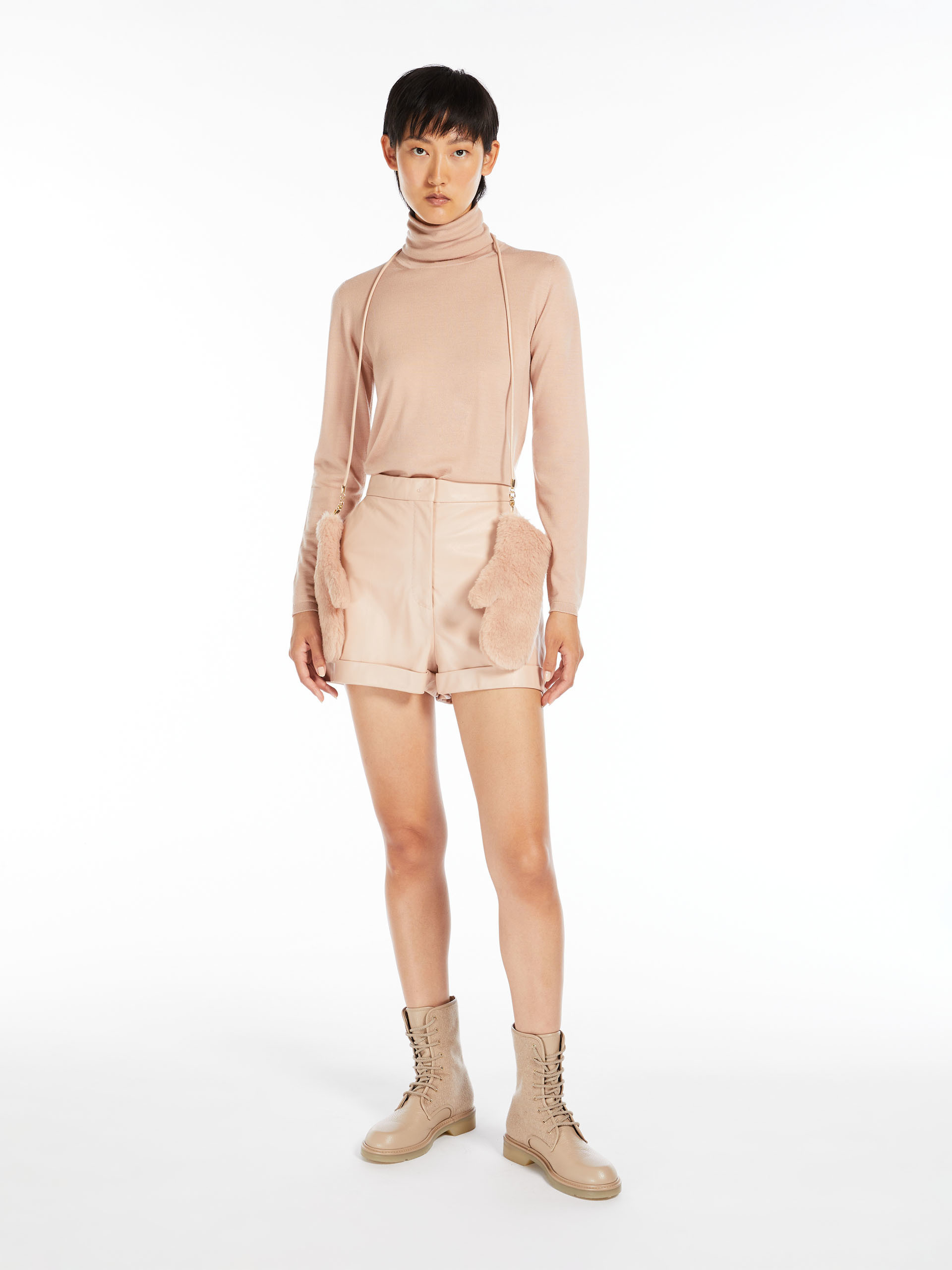 Max Mara High-neck Virgin-wool Jumper In Nude