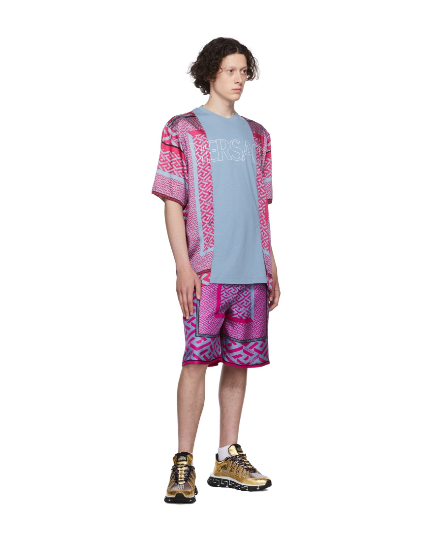 Versace Blue Polyester T-shirt In Blue