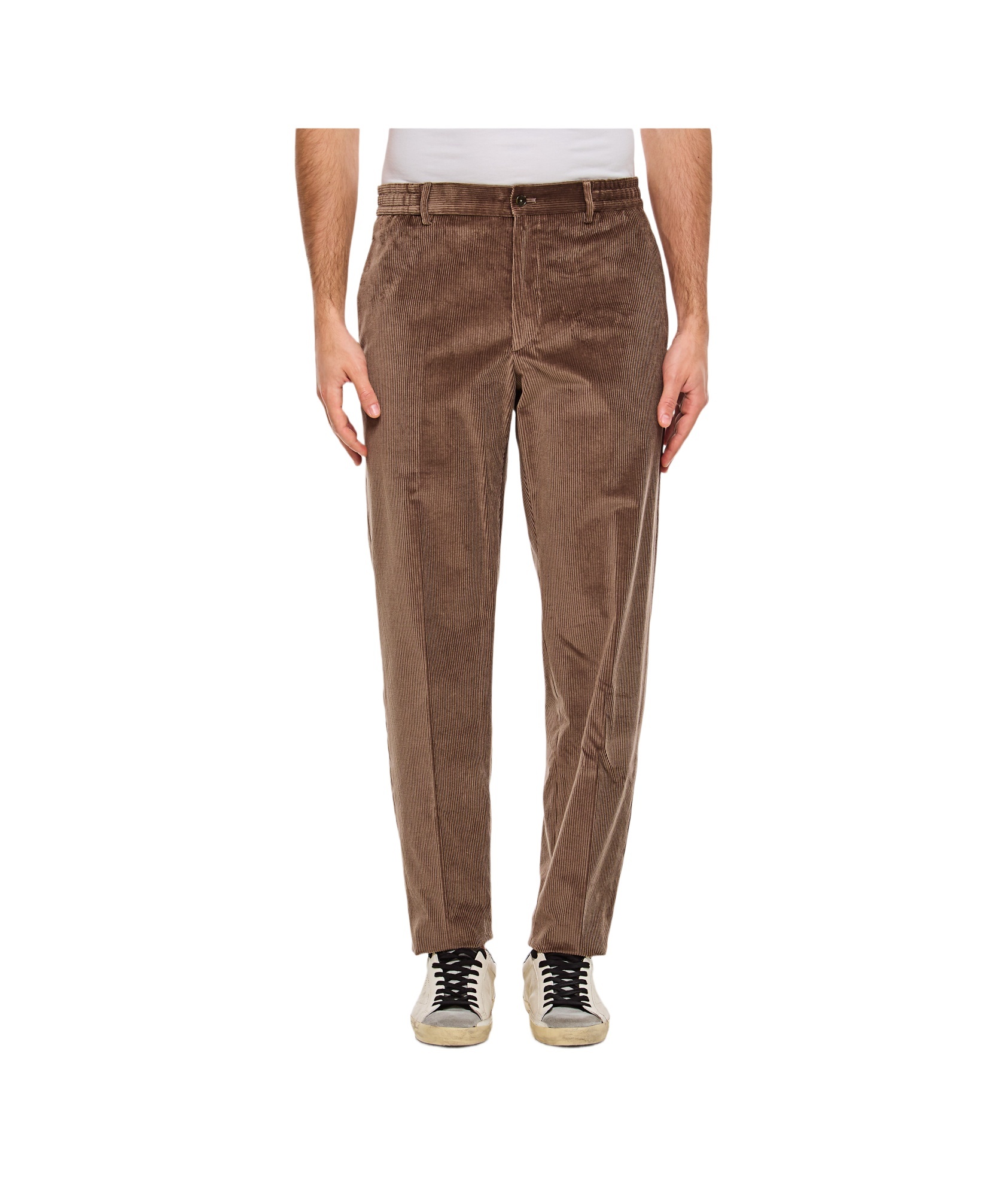Shop Tagliatore Tapered Leg Corduroy Trousers In Brown