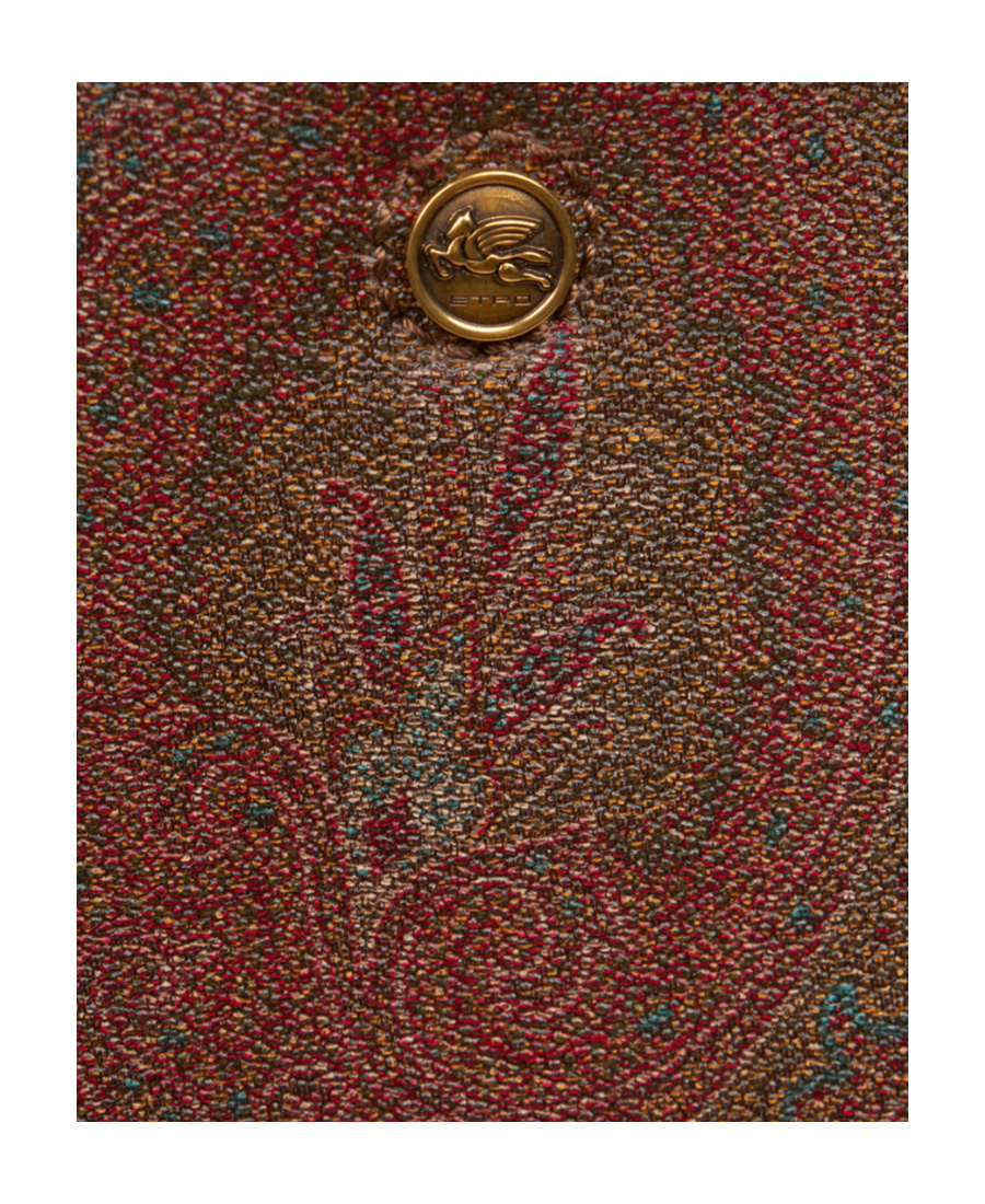 Etro Luxurious Xl Tote Handbag In Brown Leather With Paisley Print For Women In Brown