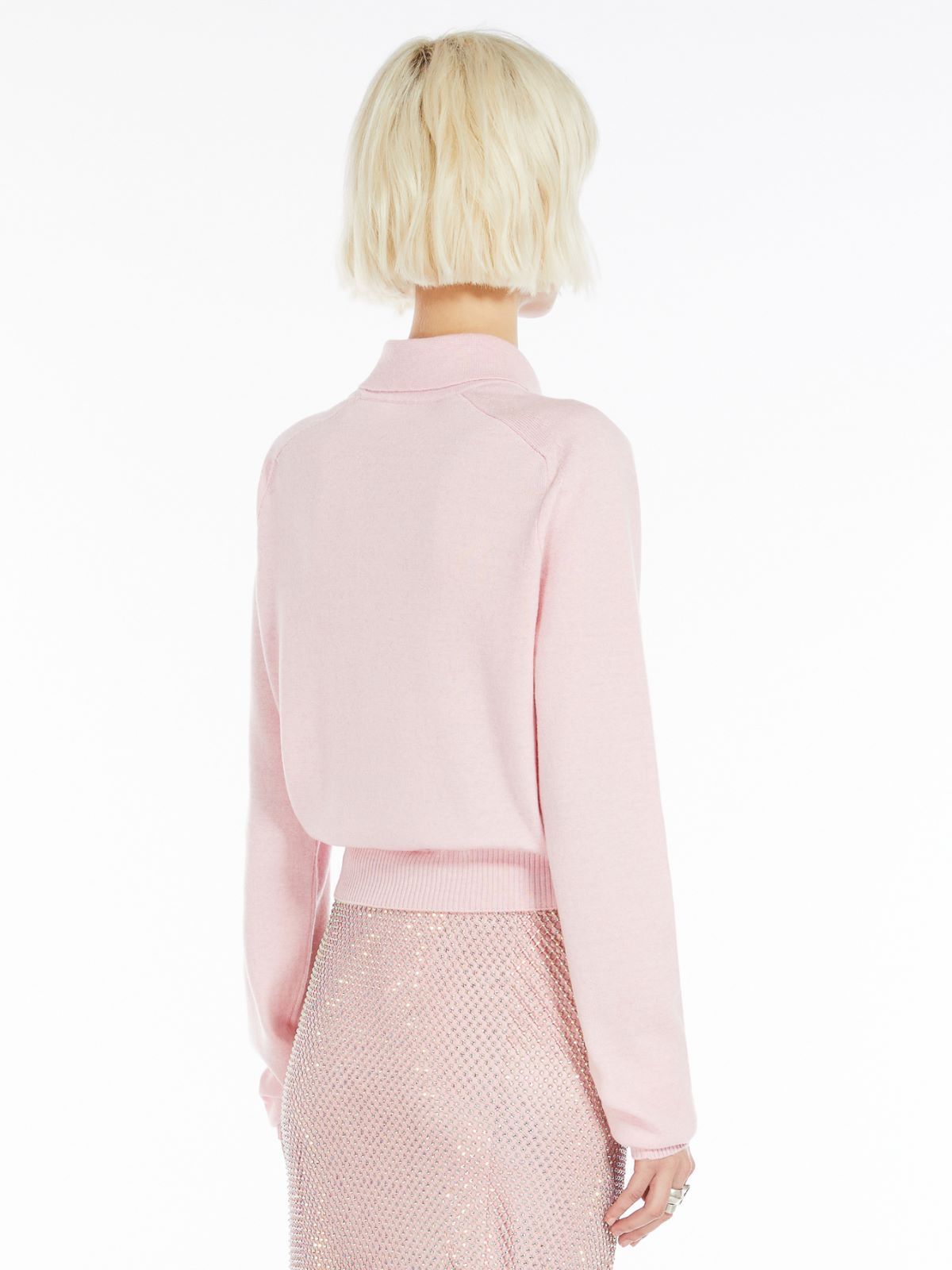 Sportmax Fur-collar Wool Cardigan In Nude