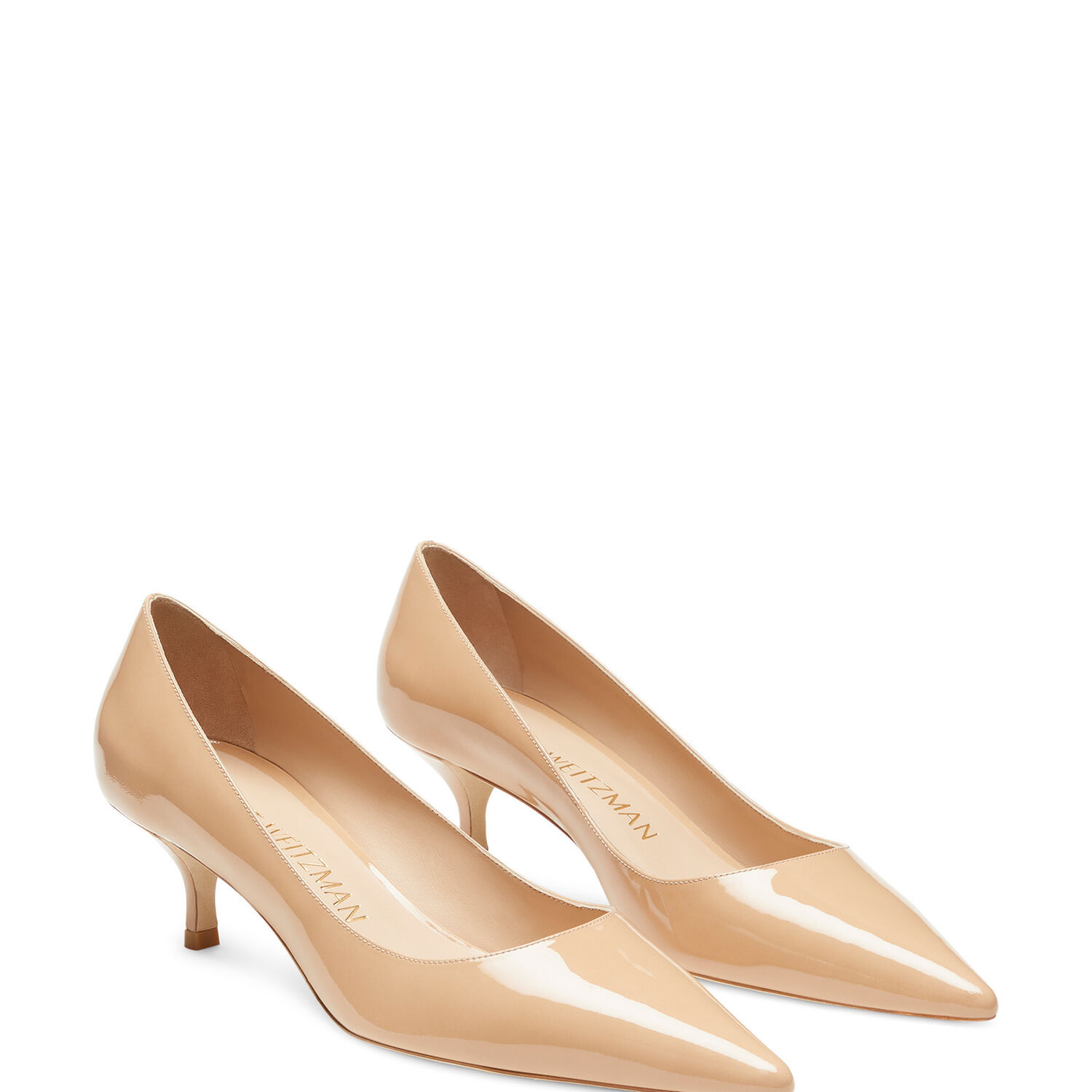 Stuart Weitzman Stuart Pointed Toe Kitten Heel Pumps In Nude