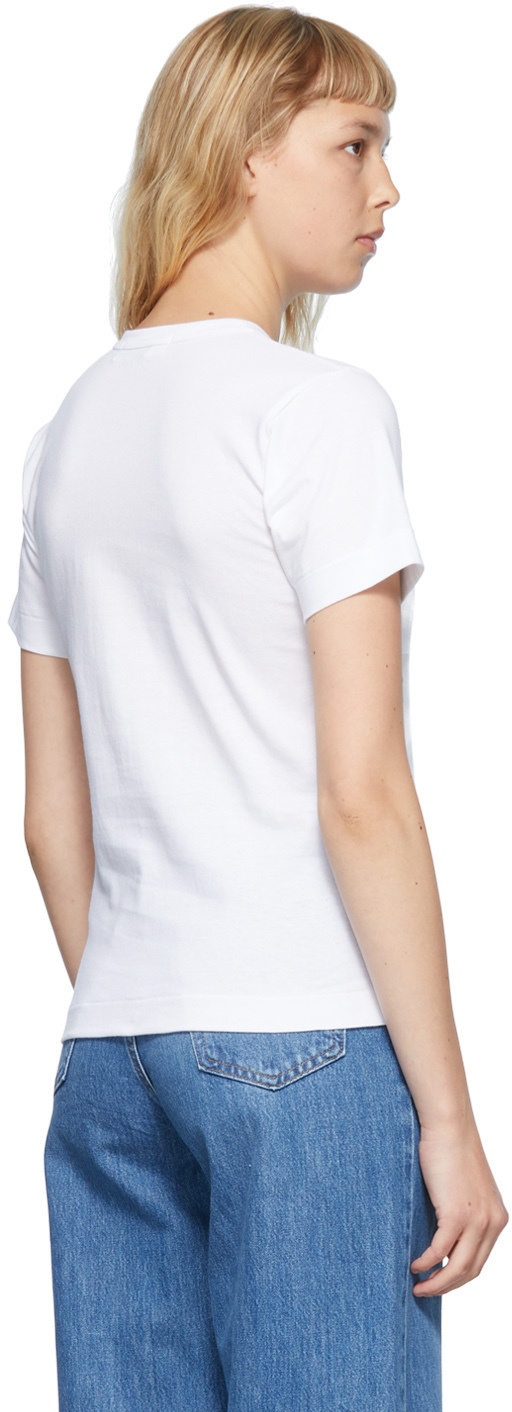 Comme Des Garçons Play T-shirt With Round Neck And Short Sleeves In White