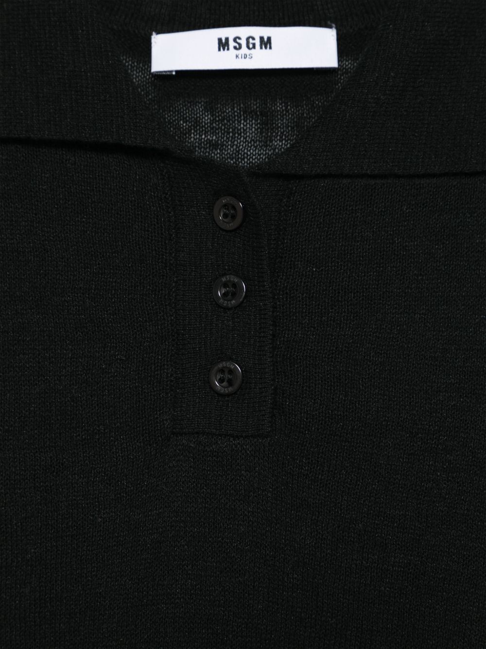 Msgm Fine-knit Polo Shirt In Black
