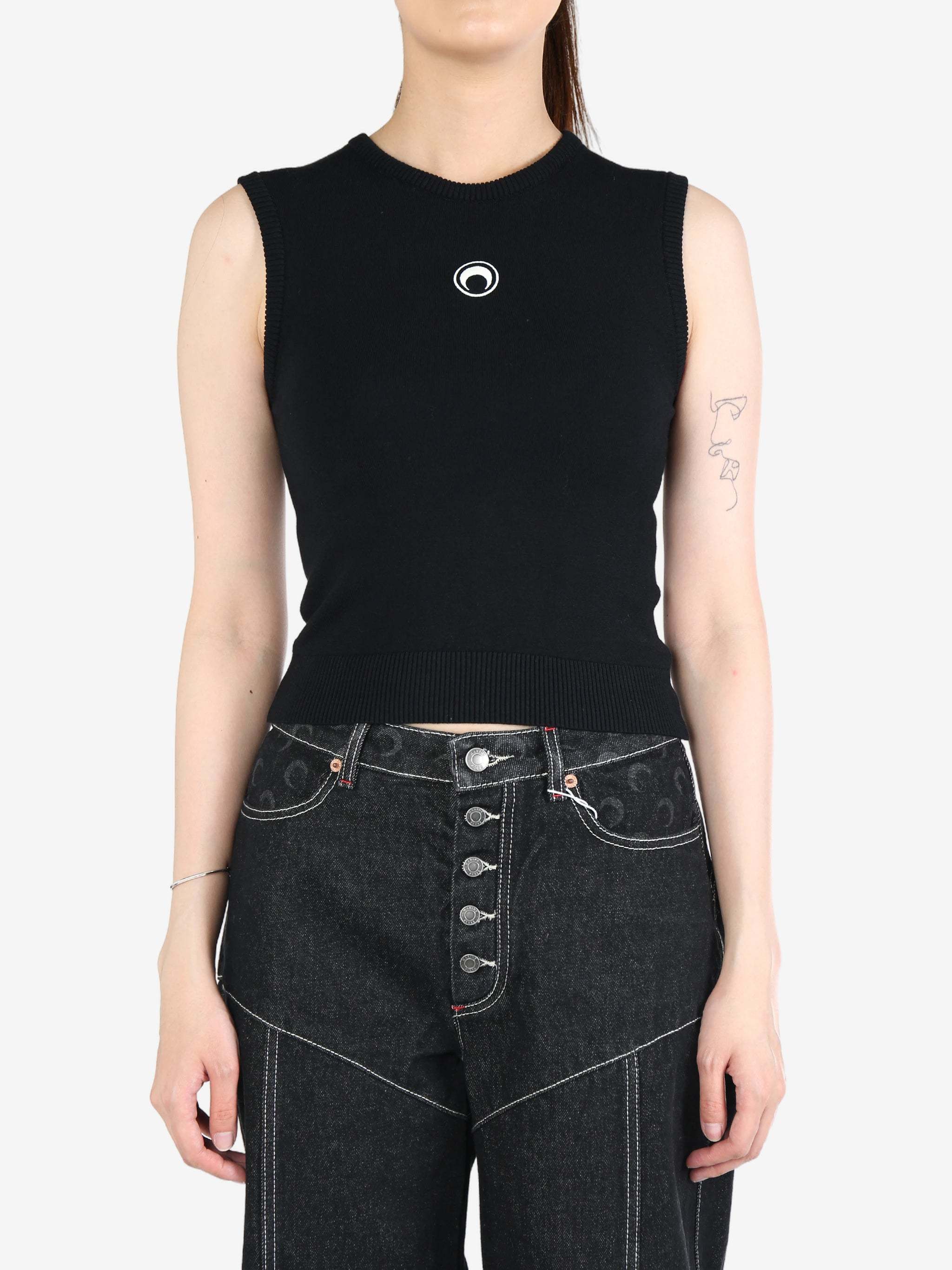 Marine Serre Black Moon Logo Vest In Black