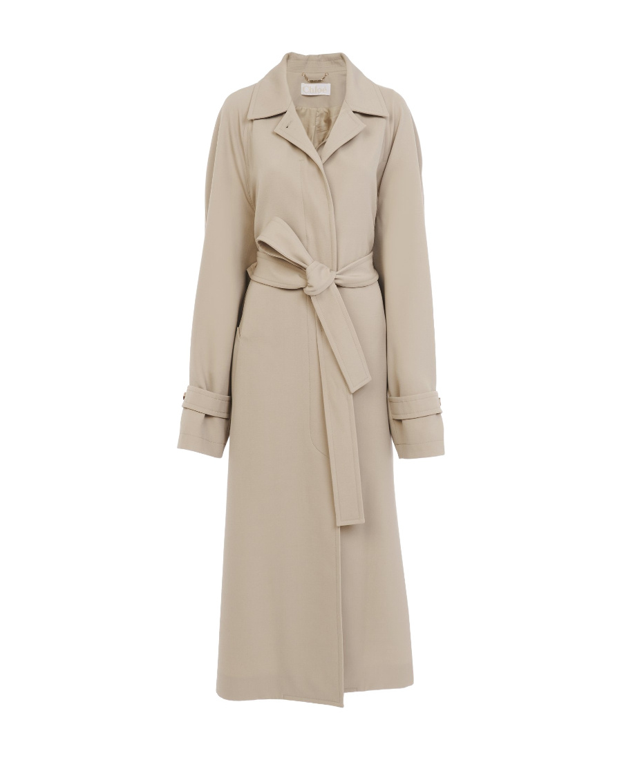 Chloé Large Profile Trench Coat In Nude
