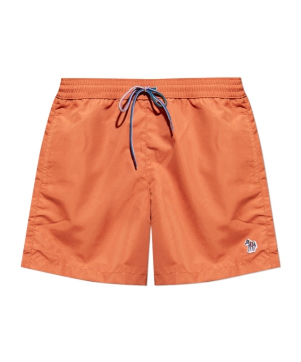 Paul Smith Rust Orange Zebra Logo Swim Shorts In Orange