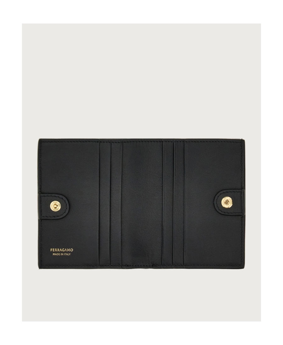 Ferragamo Gancini Clasp Wanda French Folding Wallet In Black