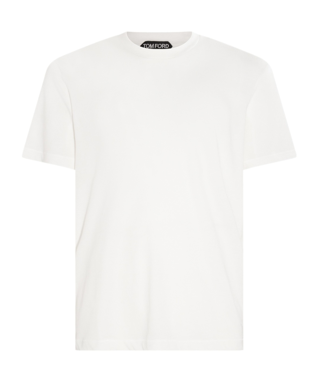 Tom Ford White Crewneck T-shirt With Tf Embroidery In Lyocell And Cotton Blend Man