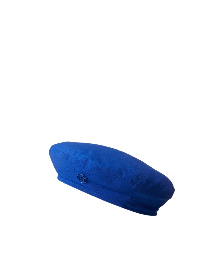 Maison Michel Modern Flat Crown Beret In Soft Fabric In Blue