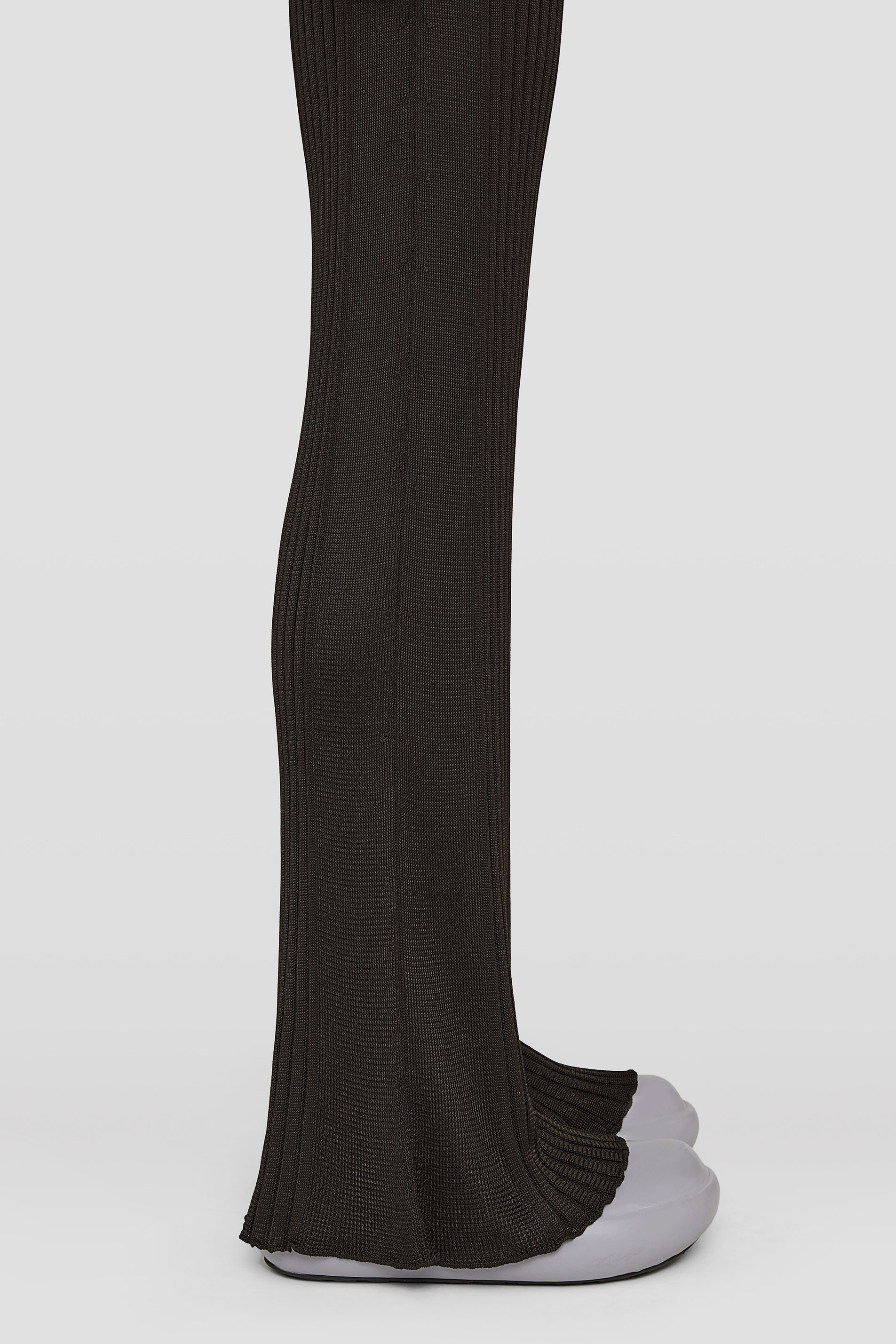 Jil Sander Chunky Ribbed Flared-hem Trousers In Black